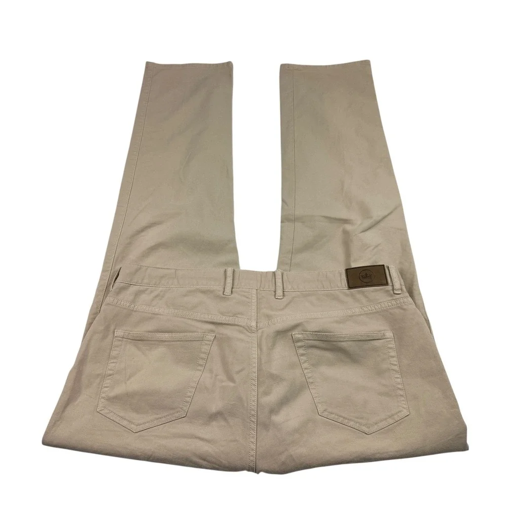 Peter Millar Mens Khaki Chinos Pants Size 38x33 Cotton Spandex Straight Fit - Picture 2 of 9